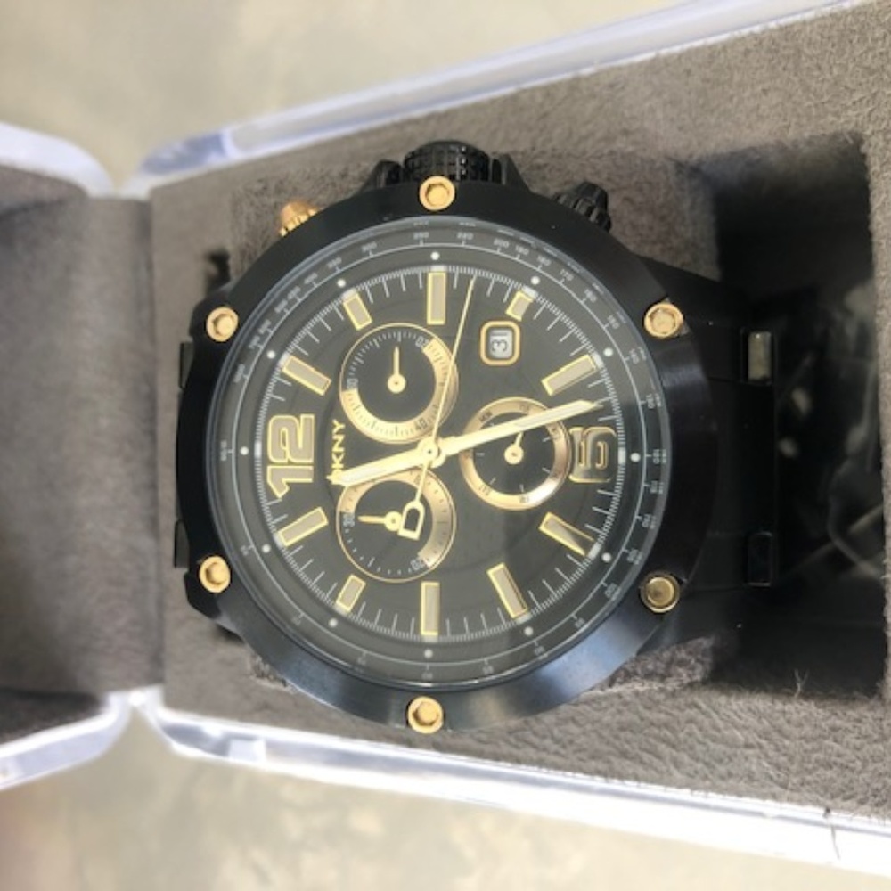 DKNY Black and Gold Watch